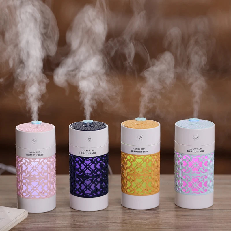 SaengQ 250ml Humidificador de Aire con Lámpara Nocturna LED, Difusor de Aceites Esenciales USB, Mini Vaporizador para Hogar, Oficina y Auto