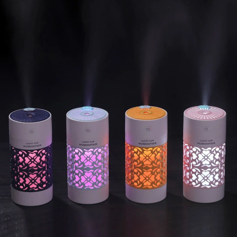 SaengQ 250ml Humidificador de Aire con Lámpara Nocturna LED, Difusor de Aceites Esenciales USB, Mini Vaporizador para Hogar, Oficina y Auto