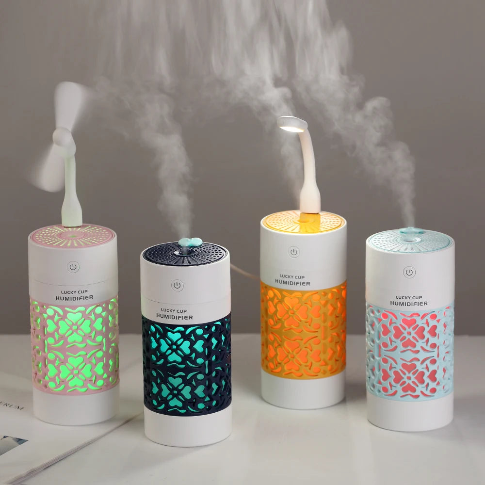 SaengQ 250ml Humidificador de Aire con Lámpara Nocturna LED, Difusor de Aceites Esenciales USB, Mini Vaporizador para Hogar, Oficina y Auto