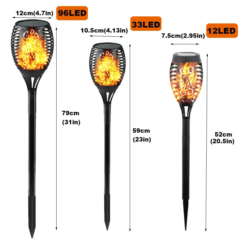 Luz Solar de Antorcha LED 12/33/96 para Jardín, Patio Exterior, Impermeable, Decoración de Paisaje con Llama
