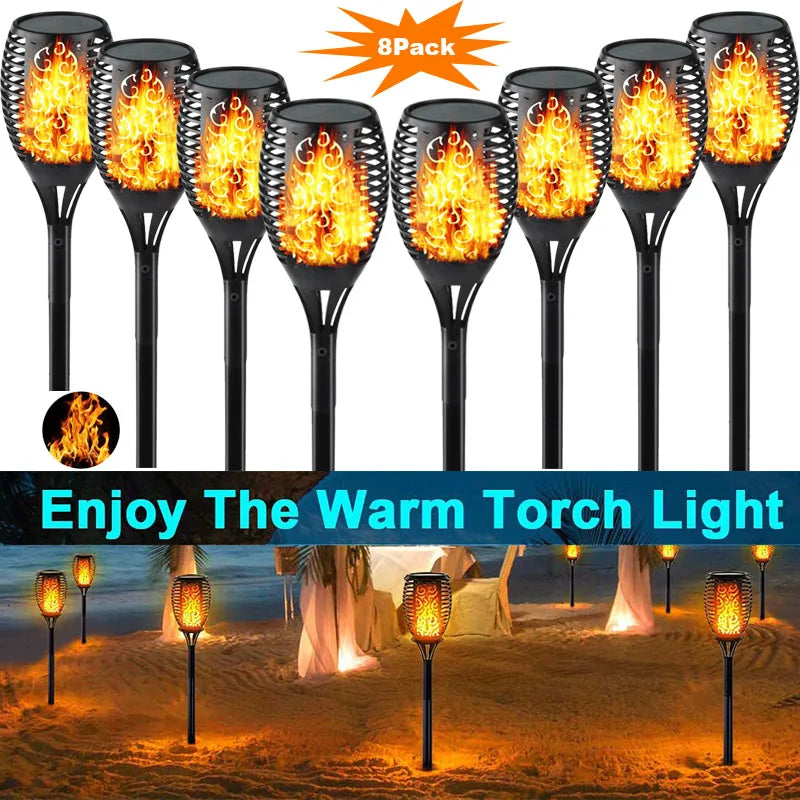 Luz Solar de Antorcha LED 12/33/96 para Jardín, Patio Exterior, Impermeable, Decoración de Paisaje con Llama
