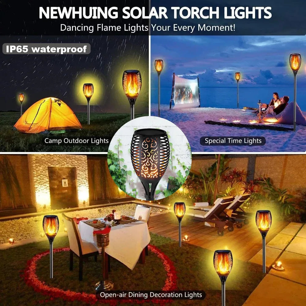 Luz Solar de Antorcha LED 12/33/96 para Jardín, Patio Exterior, Impermeable, Decoración de Paisaje con Llama