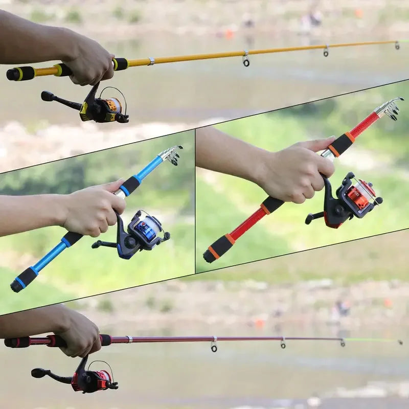 Kit Completo de Pesca BRAVMACK - Caña Telescópica 1.8m con Carrete Giratorio, Señuelos y Accesorios