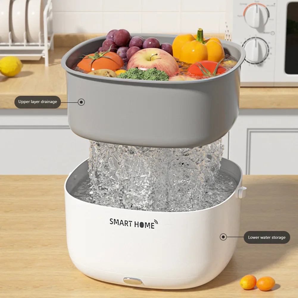 Nueva Máquina Eléctrica Ultrasónica para Lavar Verduras y Frutas, Inalámbrica, Cesta Purificadora de Alimentos, Gran Capacidad