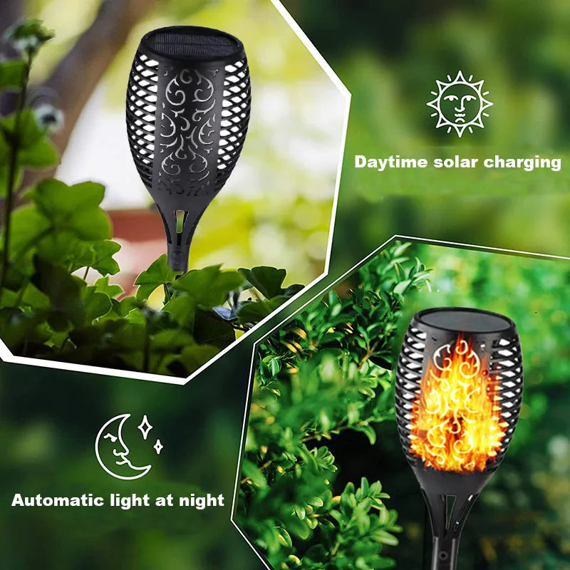 Luz Solar de Antorcha LED 12/33/96 para Jardín, Patio Exterior, Impermeable, Decoración de Paisaje con Llama