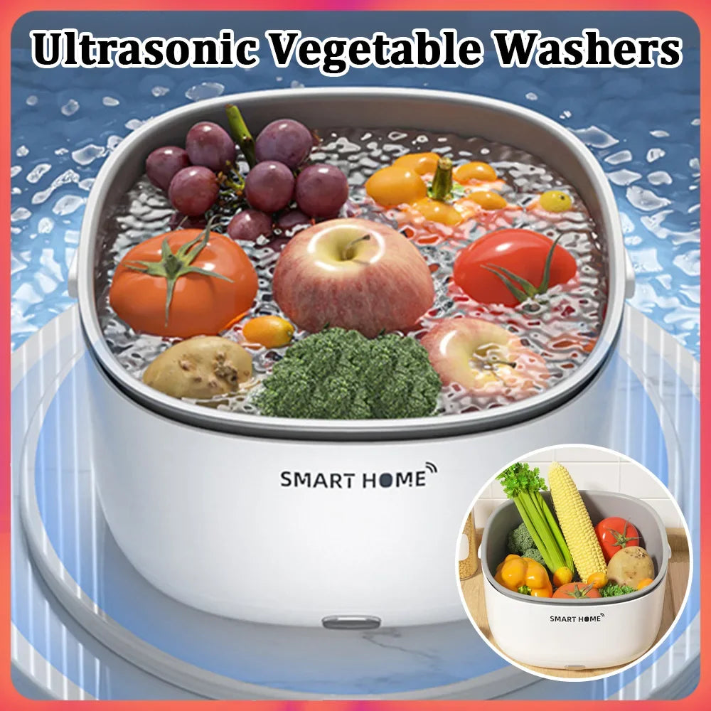Nueva Máquina Eléctrica Ultrasónica para Lavar Verduras y Frutas, Inalámbrica, Cesta Purificadora de Alimentos, Gran Capacidad