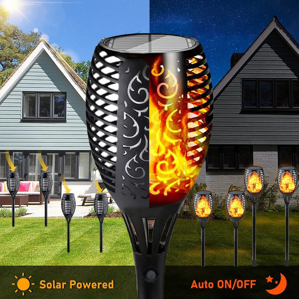 Luz Solar de Antorcha LED 12/33/96 para Jardín, Patio Exterior, Impermeable, Decoración de Paisaje con Llama